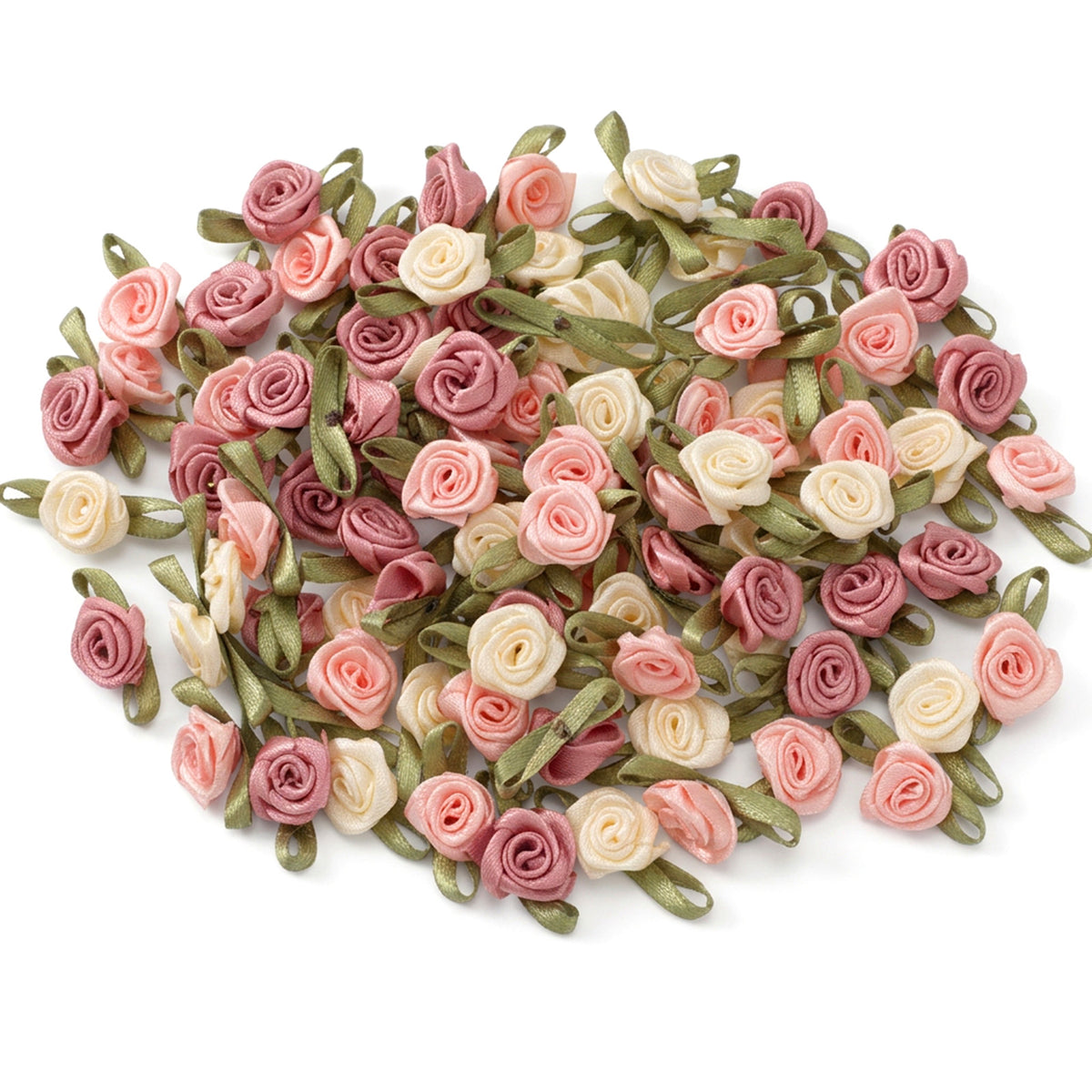 Aysatogc 100PCS 15mm Mini Roses for Crafts, Multicolor Mini Rose Flowers