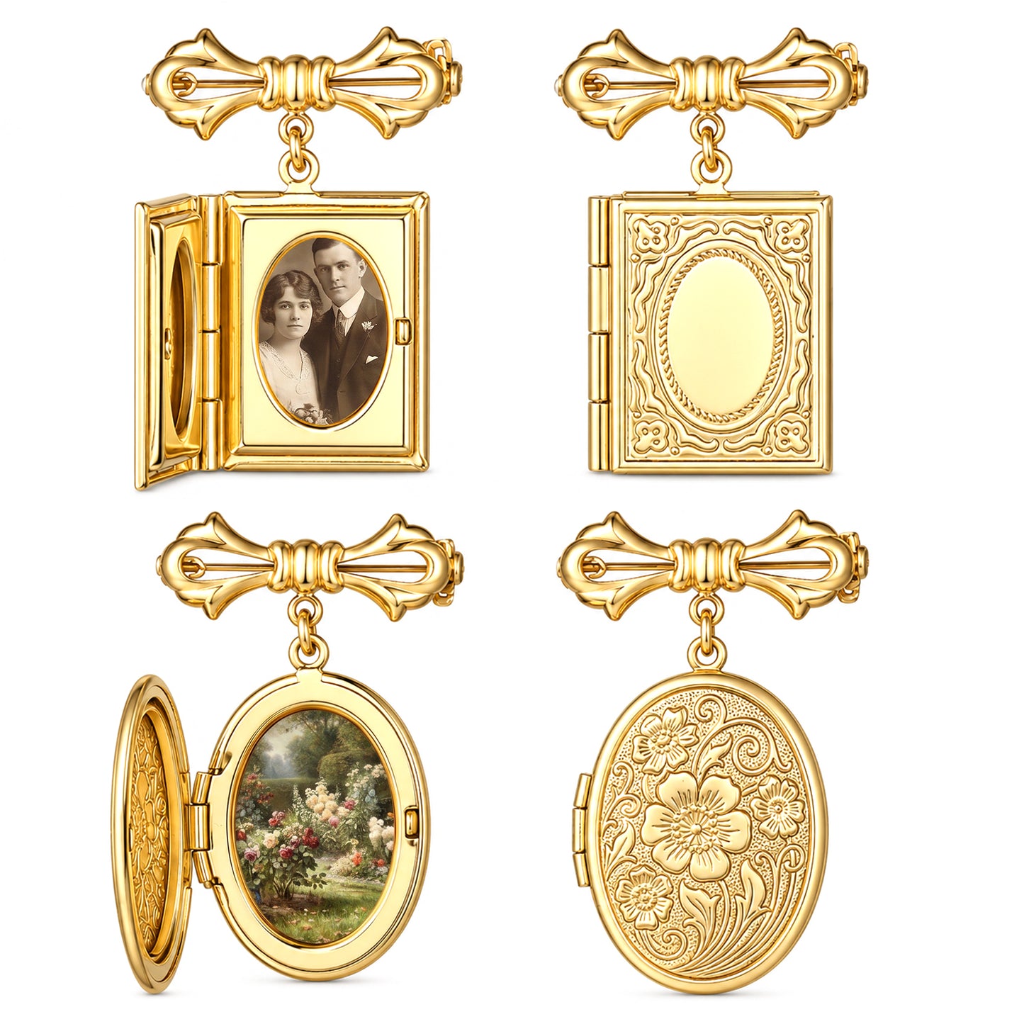 2 Pcs Wedding Bouquet Photo Charms, Bridal Bridegroom Bouquet Charm Photo Frame Pin for Coat Suit Collar Backpack Clothing Badges Memory Gift