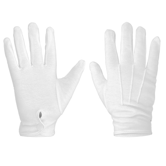 YQQYG 2 Pairs White Cotton Gloves, White Gloves Men, White Uniform Gloves with Snap Cuff for Wedding Server Formal Guard Police Formal Tuxedo Jewelry Inspection