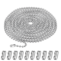 10 Feet Beaded Ball Chain, 4.5mm Ceiling Fan Pull Chain Extension Roller Shade Bead Chains Extender with 10 Pieces Matching Connector Metal Ball Chains for Dog Tag,Jewelry Making Kit(Silver)