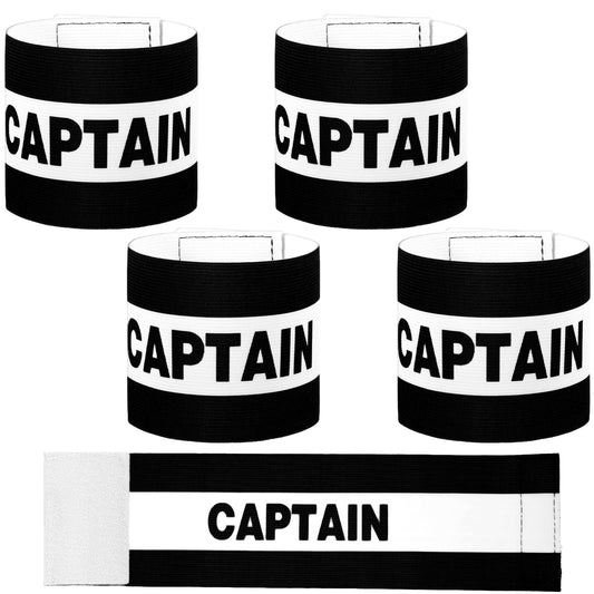 Axafazup 4Pcs Elastic Soccer Captain Armbands, Adjustable Breathable Classic Design, Suitable for Youth and Adults, Multi-Sport Accessory for Football, Rugby, Basketball and Volleyball (12.2x3.15In)