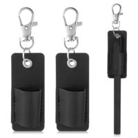 Axafazup 2 Pieces Pen Holder for Lanyard, Leather Anti-Lost Neck Pen Clip Keychain, Portable Keychain Pen Pouch Clip for Nurse Office Worker
