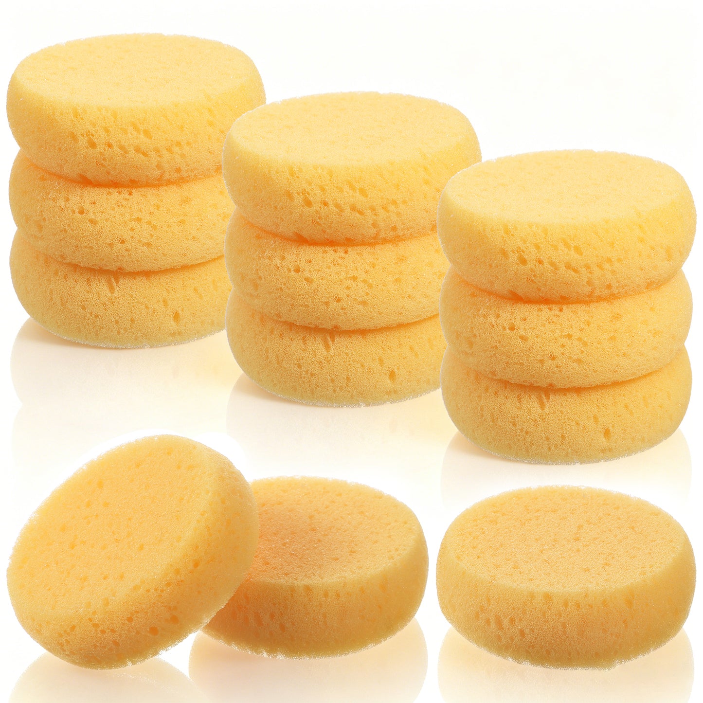 12Pcs 2.75 Inch Pottery Sponges, Yellow Round Pottery Sponges, Soft Water-Absorbent Clay & Painting Sponge, Tack Cleaning Sponge for Ceramics, Crafts, Face Painting Leather Care & Household Cleaning