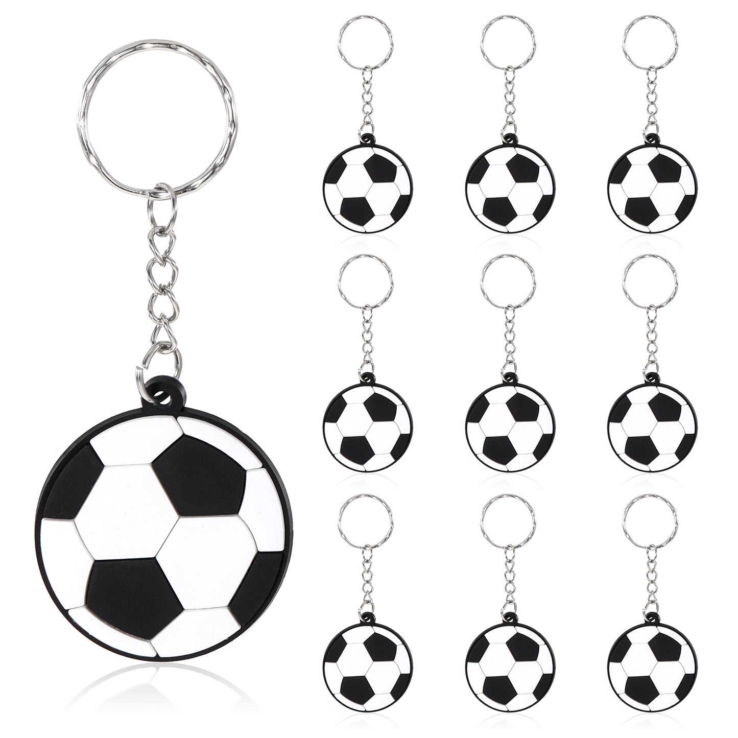 10 Pack Large Size Soccer Keychains Sports Keychains Party Favors Keychains Ball Keychain Bulk Soccer Stress Ball Key Chain with Key Ring for Boys Kids School Reward Soccer Themed Birthday Party Gift