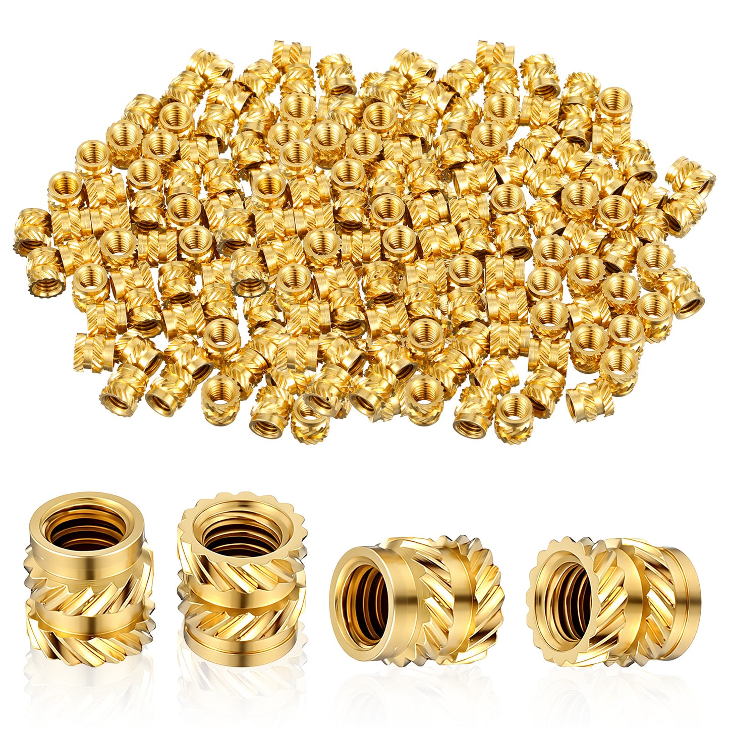 100 Pcs M5 Threaded Insert, M5 Heat Set Inserts, M5xD7xL6 Threaded Inserts for 3D Printing Components and Plastic Parts, Brass Metric Knurled Nuts