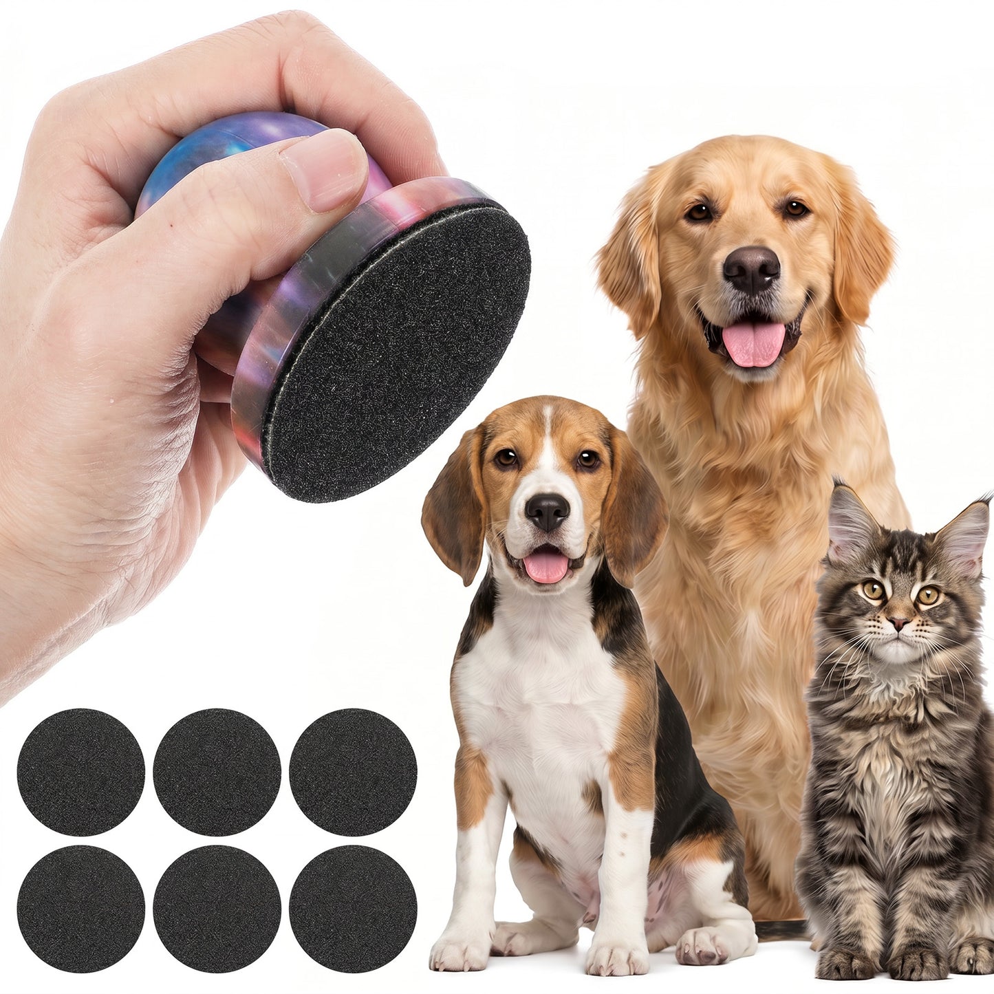 Dog Nail File with 6Pcs Replaceable Filing Disc, Dog Scratch Board for Safe and Easy Nail Care, Dogs Nails Scratch Board Ensures Smooth and Healthy Nails for Dogs and Cats