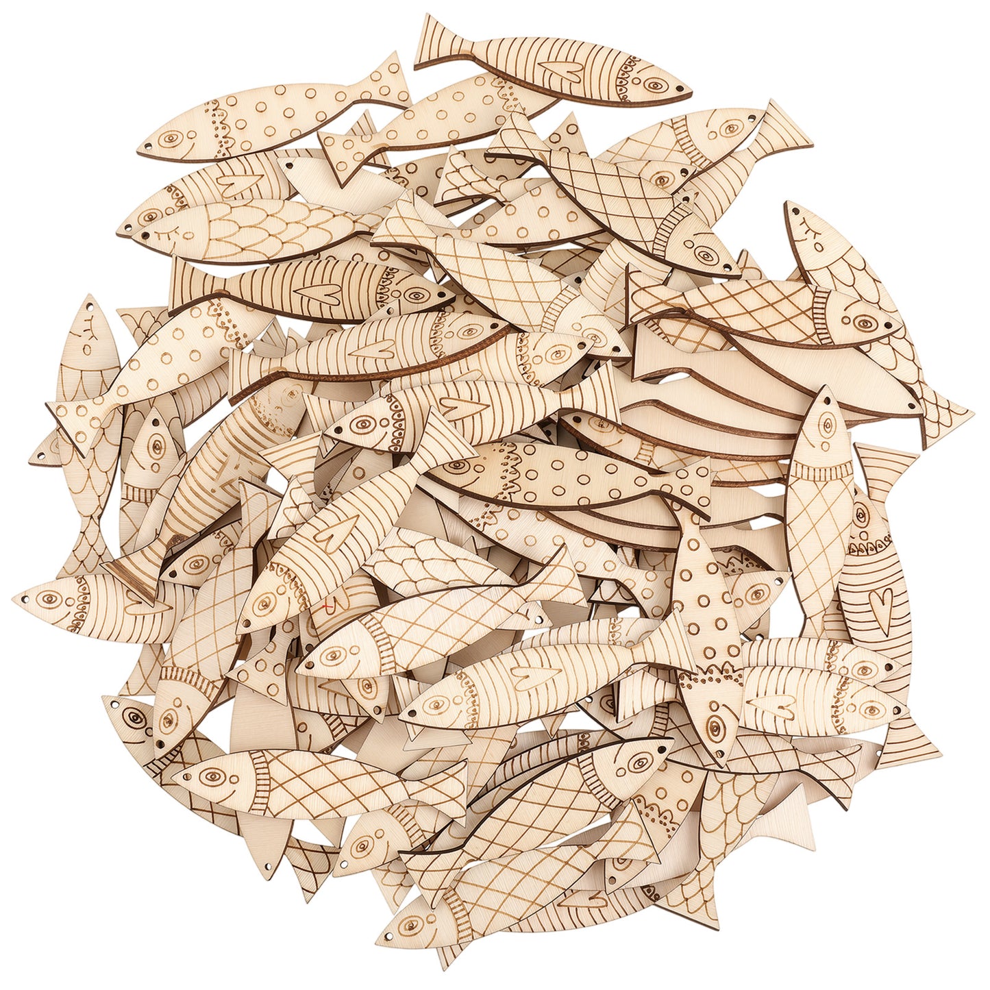 Azefnuhk 100PCS Wooden Fish Cutouts for Crafts, Unfinished Wood Crafts Fish Shaped Wood Cutouts, Blank Wooden Crafts to Paint DIY Sea Animal Hanging Ornaments for Home Decor