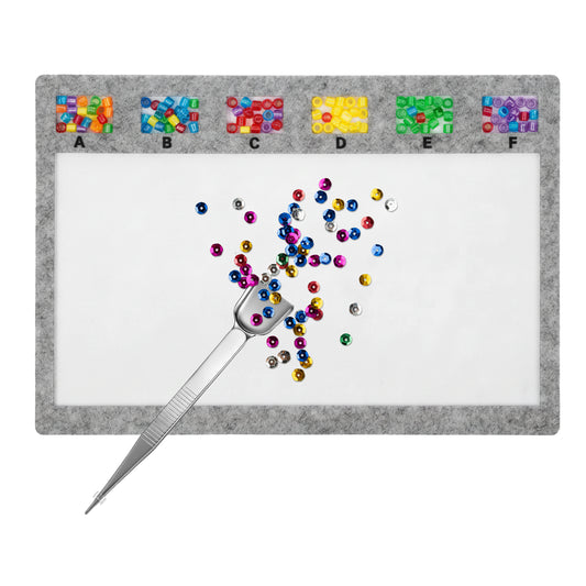 Axafazup Felt Beading Mat with Bead Scoop and Tweezers, 11.4x8inch Beads Design Board Tray Pad with Grids Surface Flocking Beading Mat for Jewelry Making Art Crafts Supplies
