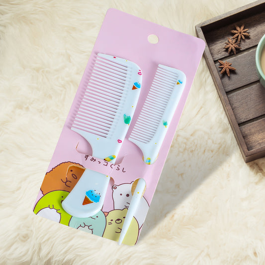 Toddler Comb Set, Small Cute Fine Tooth Comb & Rat Tail Comb for Hair Styling, Blue Mini Hair Comb Plastic Parting Combs, Anti-Static Hairdressing Comb for Baby Girl Wet Dry Hair (2Pcs)