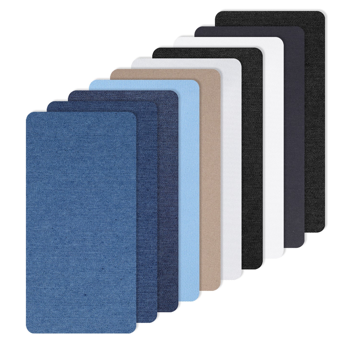 10 Pcs Denim Patches, Jeans Patches Denim Fabric Iron Patch Sewing Products for Inside Jeans Inside Thigh Clothes Ripped Jean Jackets Clothing Repair 7.9 * 4 in (10 Color)