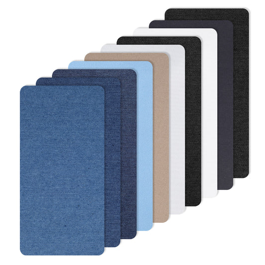 10 Pcs Denim Patches, Jeans Patches Denim Fabric Iron Patch Sewing Products for Inside Jeans Inside Thigh Clothes Ripped Jean Jackets Clothing Repair 7.9 * 4 in (10 Color)