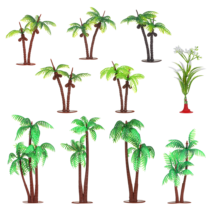 10pcs Miniature Palm Trees - Plastic Palm Tree Models for Rainforest Diorama Supplies, Mini Palms Tree Decorations for DIY Crafts and Landscape