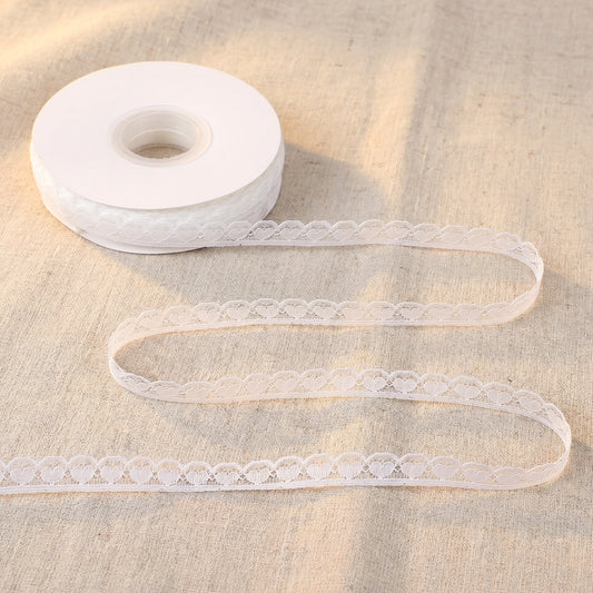 1 inch White Lace Ribbon-25 Yards Elastic Floral Pattern White Laces Ribbons Lace Trim Ribbons for Sewing Craft(Hearts)