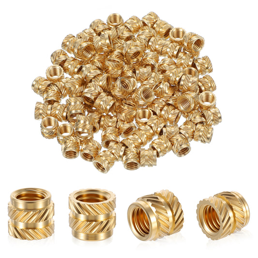100 Pack M5 Threaded Insert M5 Heat Set Inserts 3D Printing Brass Nuts Knurled Twill Thread Nut Inserts for Automotive Plastic Shells