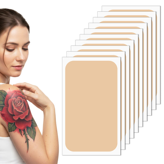 10 Pcs Waterproof Tattoo Cover Up Patch, Ultra Thin Breathable Skin Concealer for Tattoos Scars Birthmarks, Dark Skin Tone, Long Lasting, Cut To Fit
