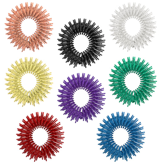 ASTER 8 Pieces Spiky Sensory Finger Rings Acupressure Ring Set Great Spikey Fidget Ring Fidget Sensory Toys for Silent Stress Reducer and Massager Improves Blood Circulation