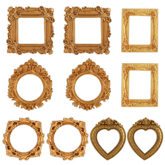 10 PCS Vintage Mini Picture Frames, Tiny Antique Frames for DIY Jewelry Display Holiday Party Christmas Photography Wall Decor