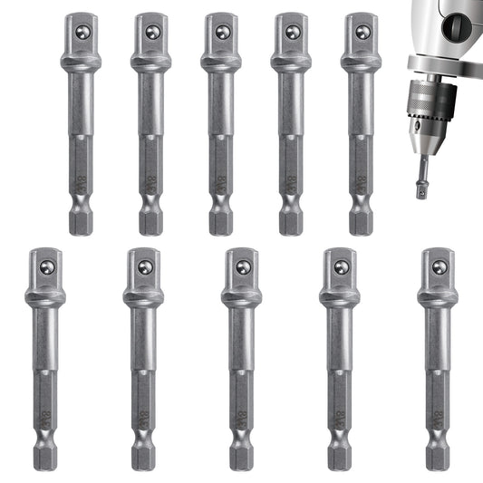 10 PCS Impact Socket Adapter, 3/8 Impact Adapter Drill Socket Adapters Sockets Drill Bit Adapters Wobble Extension Set Metal Accessories for Automotive DIY Impacts Driver Sockets (Steel)