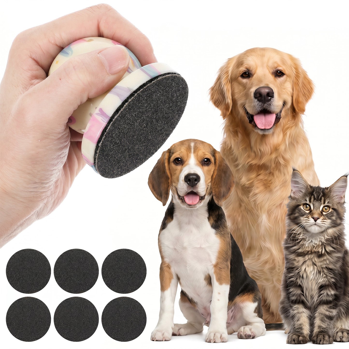 Dog Nail File with 6Pcs Replaceable Filing Disc, Dog Scratch Board for Safe and Easy Nail Care, Dogs Nails Scratch Board Ensures Smooth and Healthy Nails for Dogs and Cats
