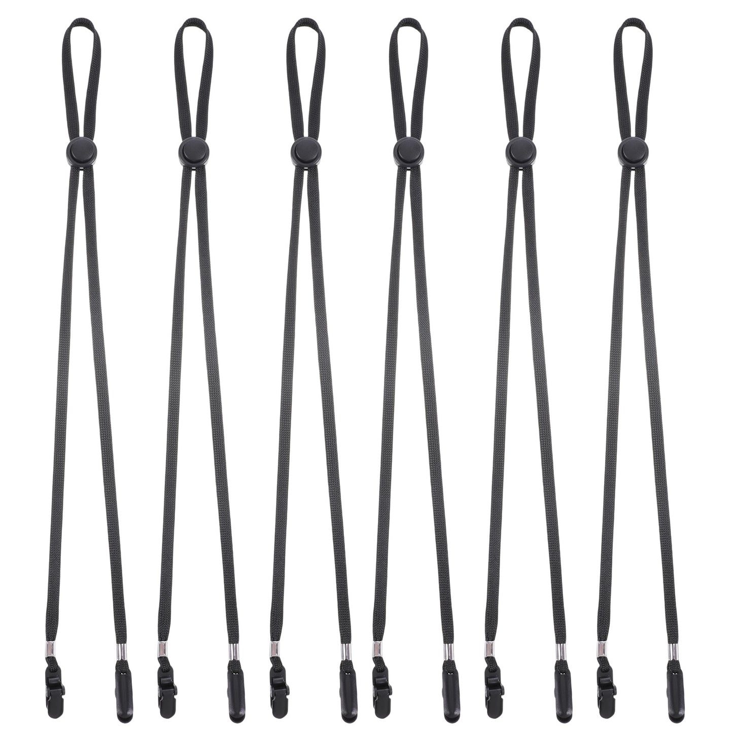 6 PCS Adjustable Bib Clips, Black Dental Bib Clips 16.14 Inch Anti-Slip Napkin Clip with Neck Chains for Restaurant Kitchen Clinic Dentists