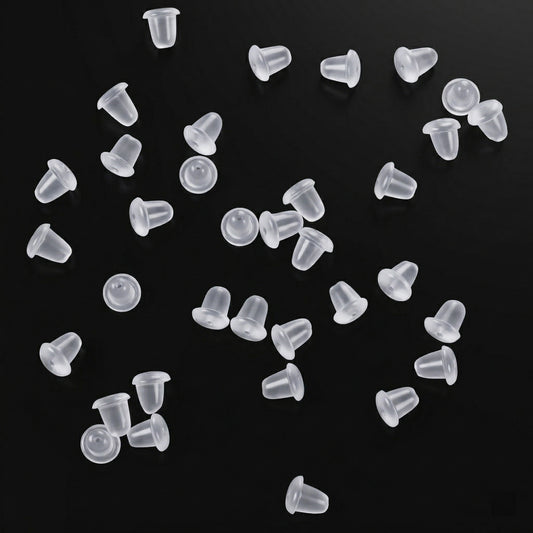 Aysatogc 100Pcs Silicone Earring Backs, Clear Earring Backs Replacement Stoppers Earrings Back Clutch Stoppers Replacement Kits for Stud Post Fishhook Earrings for Droopy Ears