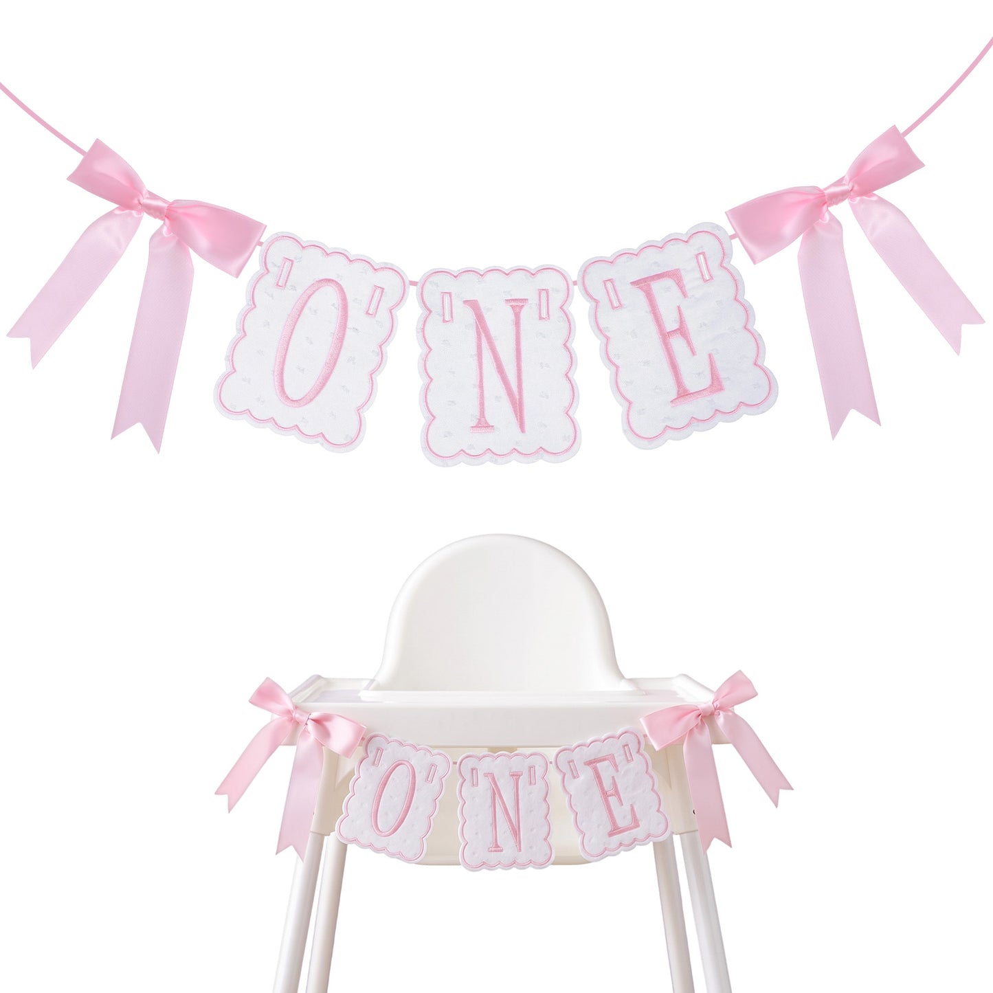 Pink One High Chair Banner, First Birthday High Chair Banner