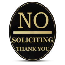 ZEYIYER No Soliciting Sign, Acrylic Self-Adhesive No Soliciting Sticker, 12 x 10 cm Weatherproof No Solicitation Sticker for House Front Door Wall Window Video Doorbell