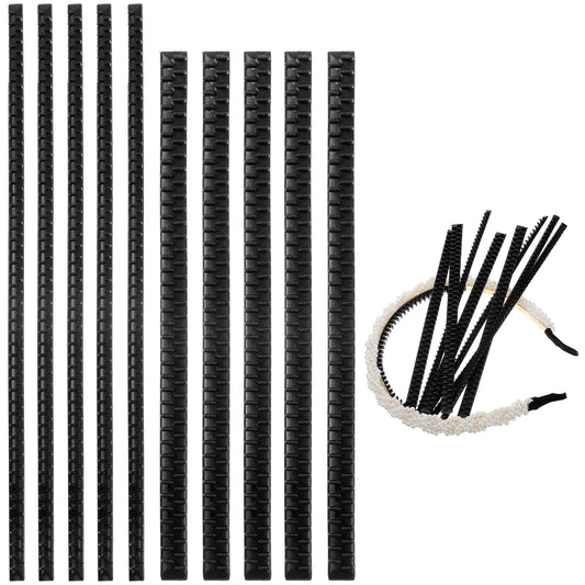 10 Pack Headband Teeth Strips for DIY, Two Sizes Anti-Slip Self-adhesive Hair Bands Teeth, Silicone Hair Hoop Tooth for Women Headbands Hair Accessories Craft (Black)