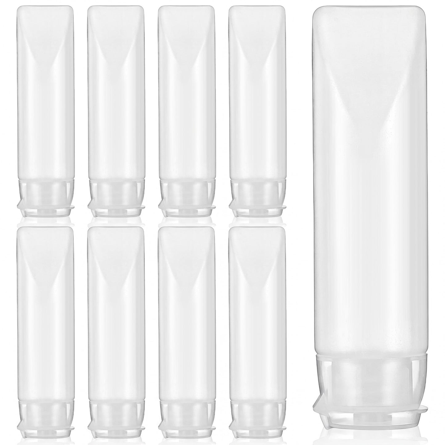 Quilax 8 Pcs Clear Refillable Travel Bottles, 1 Oz Squeeze Tubes, Empty Cosmetic Containers, Reusable Pump Dispensers For Toiletries
