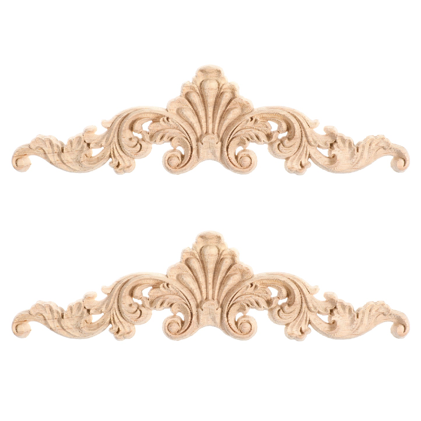 2PCS Wood Carved Onlays Appliques, Unpainted Wood Long Carving Appliques, European Style Wooden Applique for Cabinet, Wall, Mantels, Dresser, Closet, Bed, Stairs, Door, Furniture Decor (8x2 Inch)