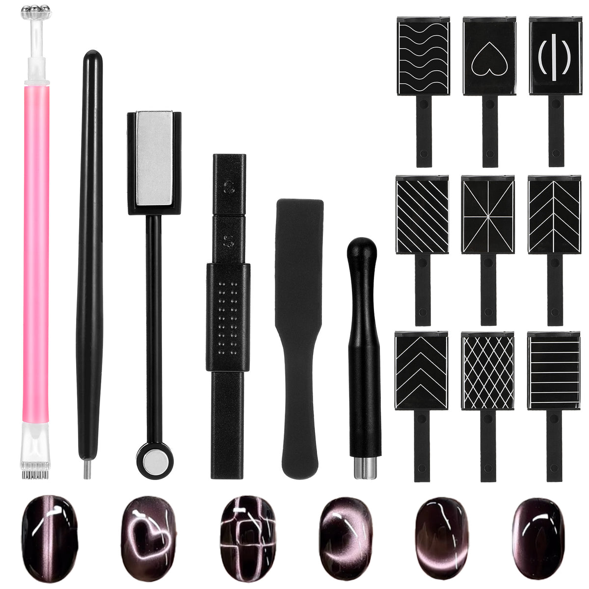 15 PCS Nail Magnet Set, Cat Eye Magnet For Nails