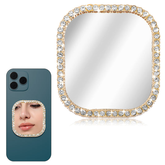 1 PCS Mirror Decal for Smartphone, Square Phone Mirror Sticker, Bling Mirror Sticker for Phone, Adhesive Mirror for Phone Case Accessories