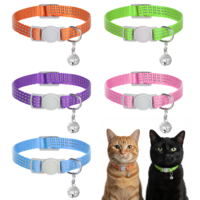 5 Pack Reflective Breakaway Cat Collars with Bells, Adjustable 7.9"-13" Kitten Collars for Girl Boy Cats Puppies, Safe Quick Release Pet Collar Accessories, 5 Bright Colors