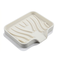 Grevosea Sponge Holder for Kitchen Sink, 4.9x3.9 Inch Silicone Sponge Dish Soap Dish with Drainage Soap Holder for Shower Bathroom Scrubbers Kitchen Sink Organizer Accessories (Beige)
