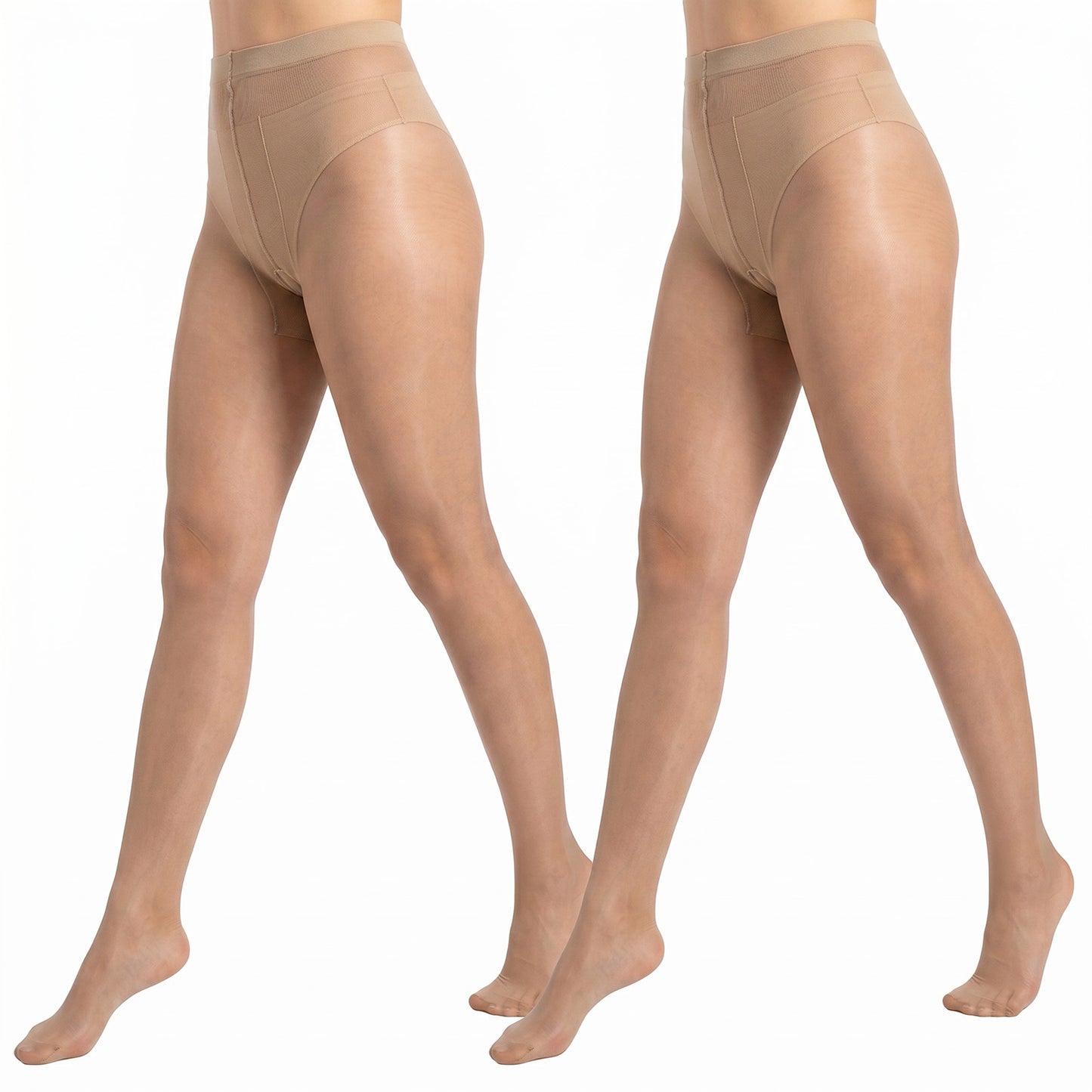 Grevosea 2 Pairs Sheer to Waist Control Top Pantyhose Women's Tights T Crotch Ultra Thin Rip Resistant Everyday Office Wear Nude/Black