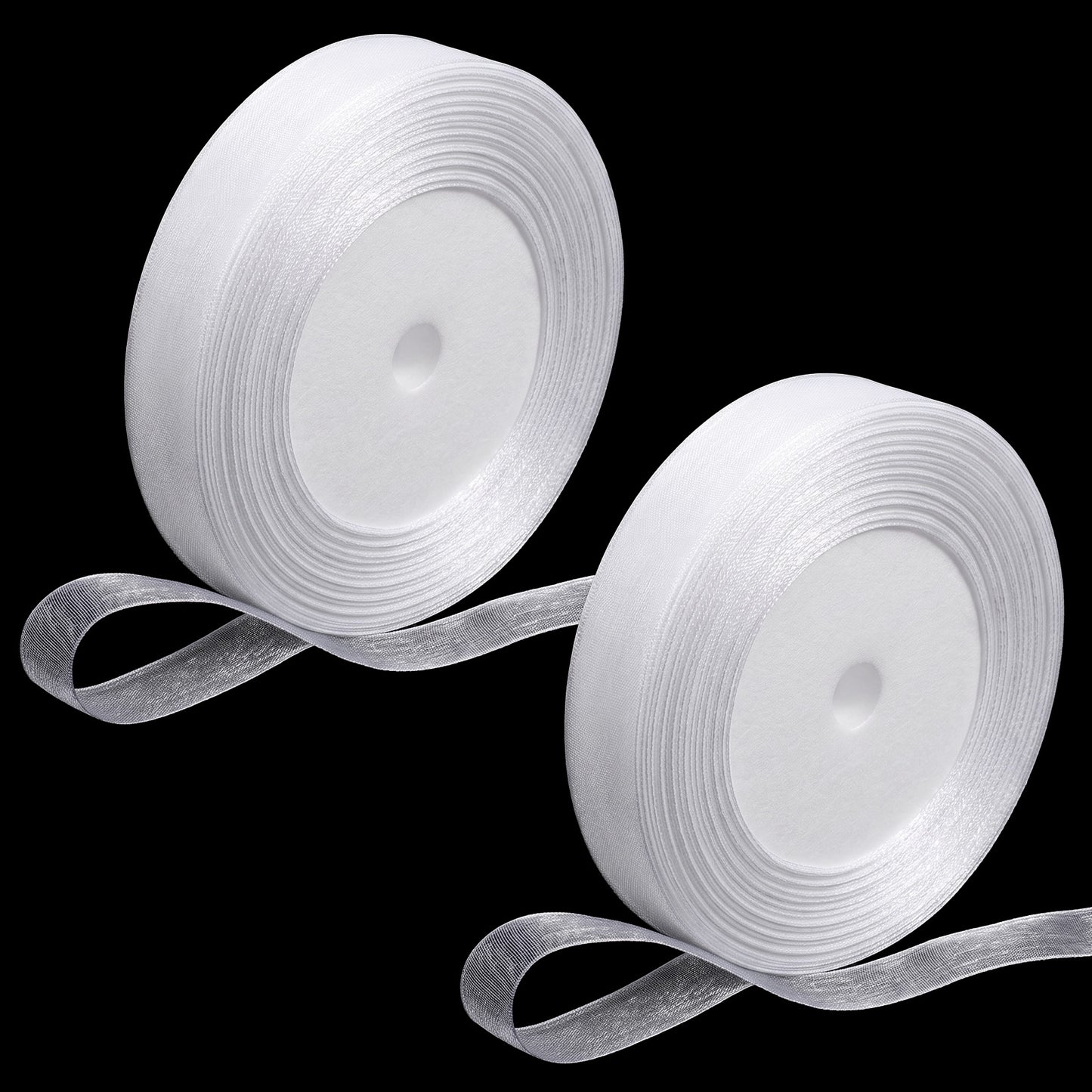42 Yards White Organza Ribbon 3 Rolls 1.5cm Wide Satin Chiffon Ribbon White Sheer Ribbons for Flower Bouquet Gift Wrapping Wedding Decor Craft Bows