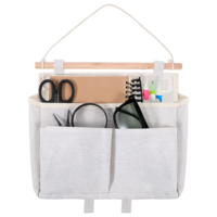 Apojgitn Canvas Wall Hanging Organizer with Pockets, Bedside Wall Organizer and Caddy, Wall Shelves for Bedroom Bathroom Office Kitchen, Bunk Bed Storage Pocket Organizer(White)