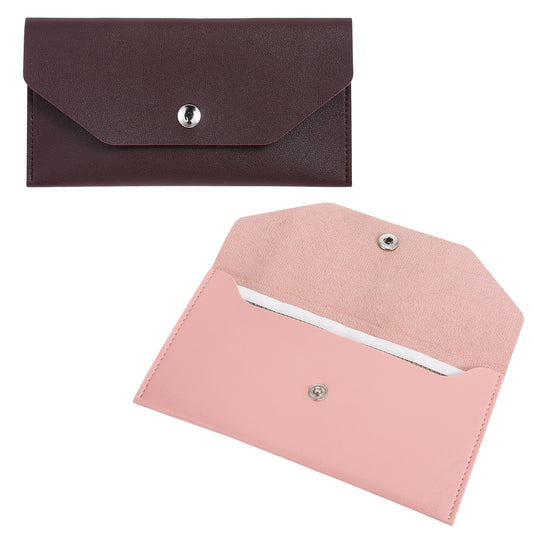 YQQYG 2 PCS Cash Envelopes, Cash Wallet Money Envelopes for Cash, PU Leather Reusable Envelopes Bill Holder Budget Envelopes for Men Women (Pink, Brown)