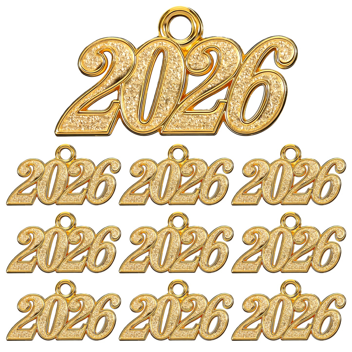 10 Pcs 2026 Graduation Tassel Charms, 2026 Graduation Cap Charm, Metal 2026 Year Pendant for Graduation Hat Tassels Decorations Necklaces Earring Bracelets Keychain Making Accessory DIY Crafts