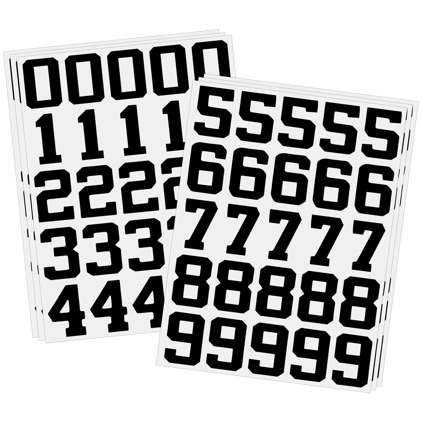 6 Sheet Sport Helmet Number Sticker, 0 to 4, 5 to 9 Self Adhesive Helmet Number Stickers 1.25 Inch Vinyl Waterproof Sports Numbers Decals for Baseball, Hockey, Football(Black with White Outline)