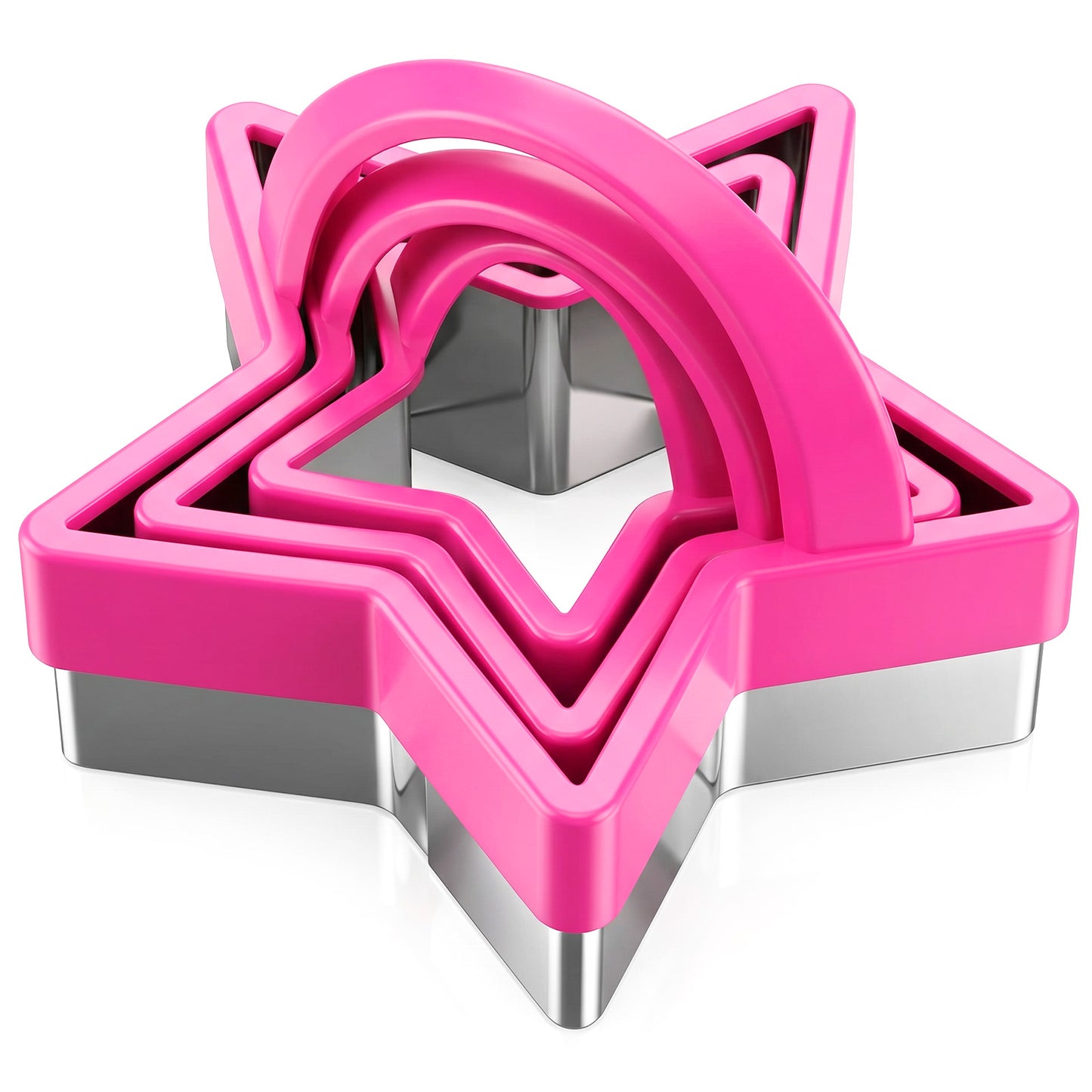 12Pcs Cookie Cutter Set with Handles, Biscuit Cutter for Heart, Flower, Round, Star Shapes, Stainless Steel Fruit Cutters Shapes for Sandwich Fondant Cake Vegetable Shape Cutters Baking(Multicolor)