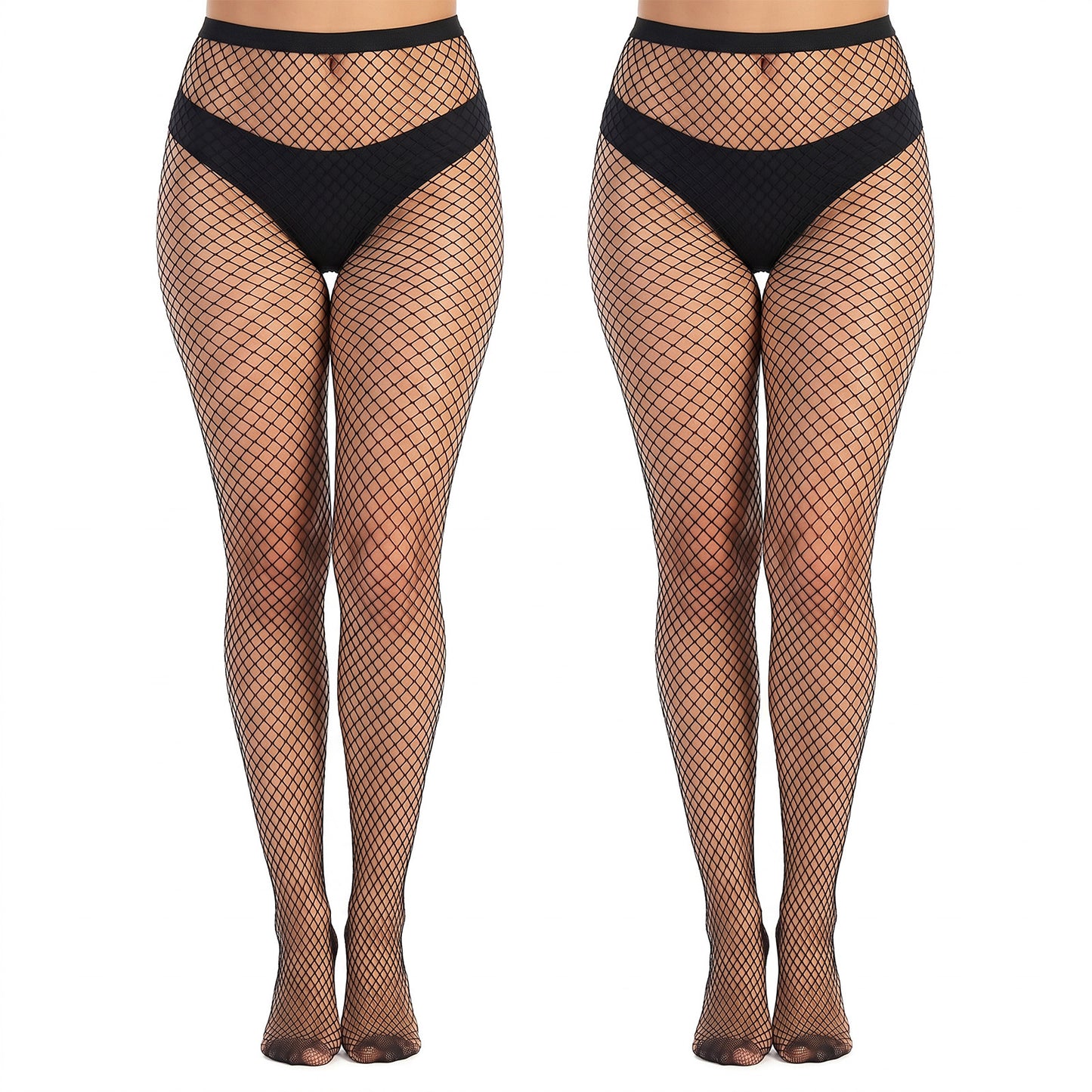 AHQiZFX Fishnet Stockings for Women, Black Sexy High Waist Tights, 2 Pairs Mesh Stockings Pantyhose, Comfortable Elastic Fabric, Versatile Party Outfits