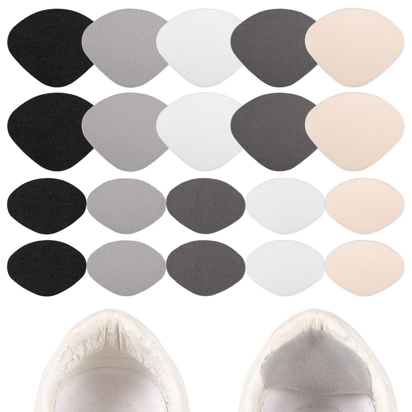 10 Pairs Shoe Heel Repair, 5 Colors Self Adhesive Inside Shoe Repair Patch Leather Patch Tape Heels Pads Shoes Goo Sole Repairs Mesh Repair Kit for Shoes Leather High Heel Sneakers Fabric Patches