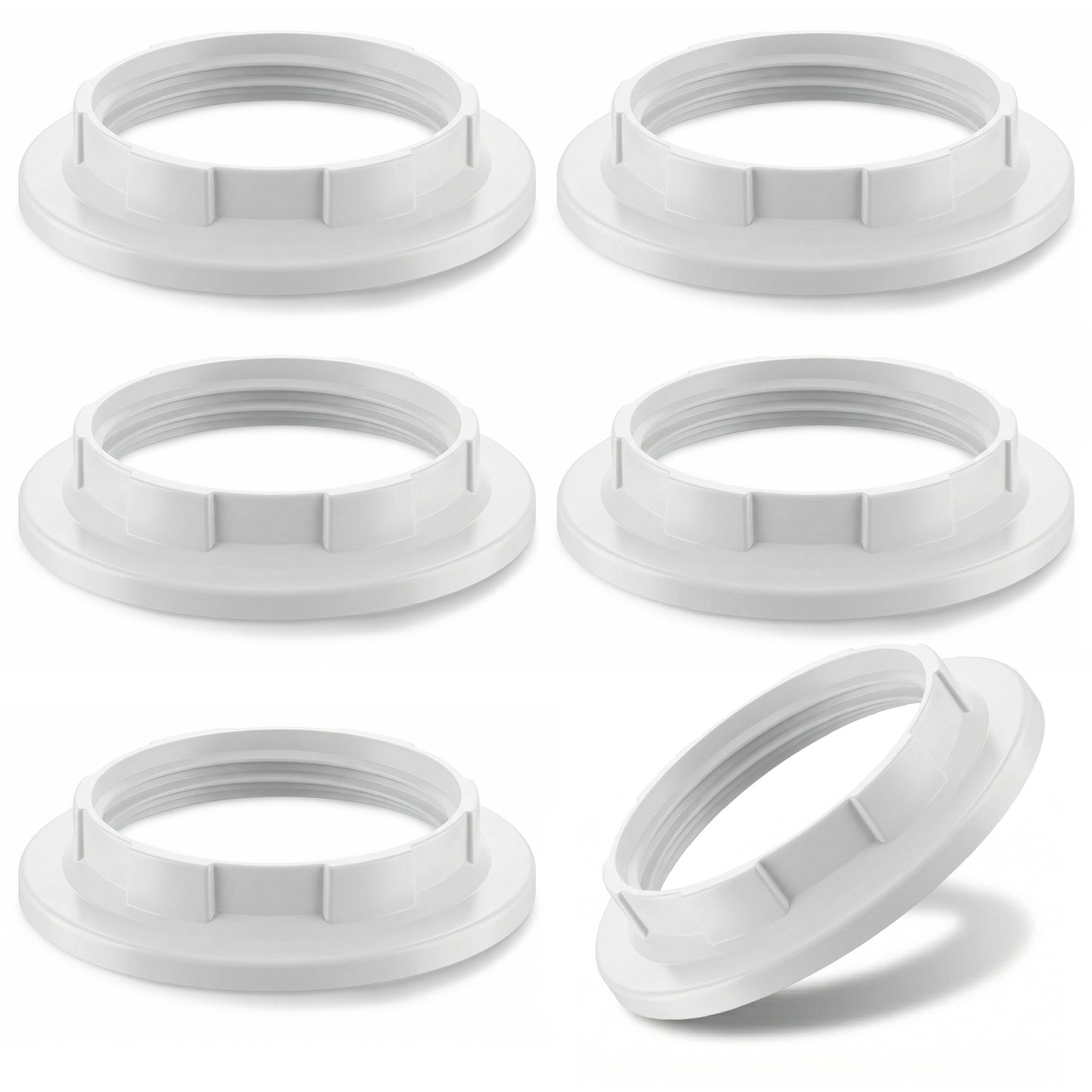 Axafazup 6 PCS Lamp Shade Adapter Rings, White Plastic Retaining Rings for E26 E27 Sockets, Standard Base Holder Replacement Parts, Fits 1-1/2 Inch Threads