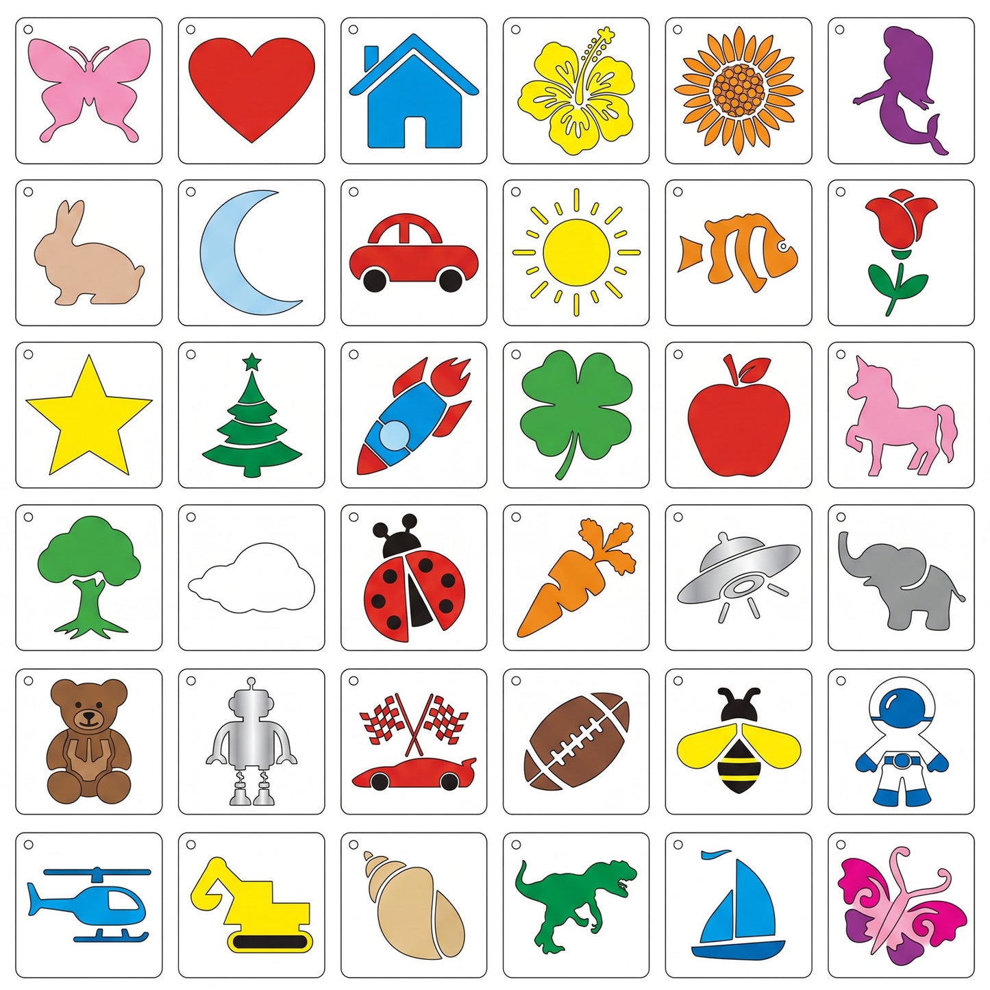 36PCS Stencils for Kids, Drawing Stencils for Painting Crafts Reusable Washable Large Art Paint Stencil Primary Shape Template for Fabric Wall Paper