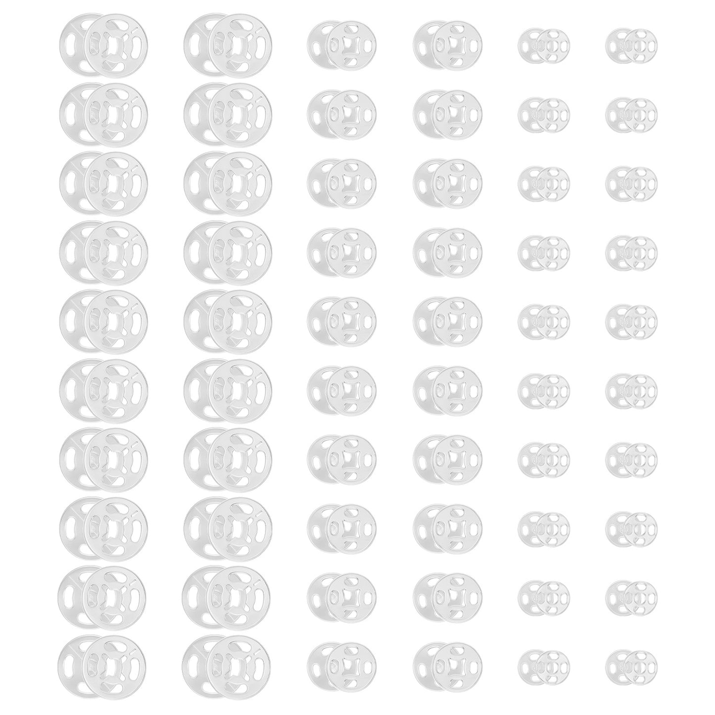 60 Set Plastic Sew on Snap Button, 3 Sizes Invisible Snaps for Sewing, Round Plastic Clear Snap Buttons Poppers Fasteners, Sew on Snaps for Clothing Shirt Sewing DIY Craft(7.5mm, 10mm, 12.5mm)