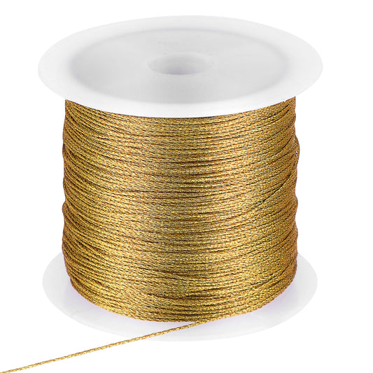 Tinsel String 109 Yards/328 Feet Spool Gold Metallic Cord Gold Thread String Jewelry Braided Thread for Gift Wrapping Graduate Valentine's Day Decorates Bracelet Thread Gold Craft Making String Cord