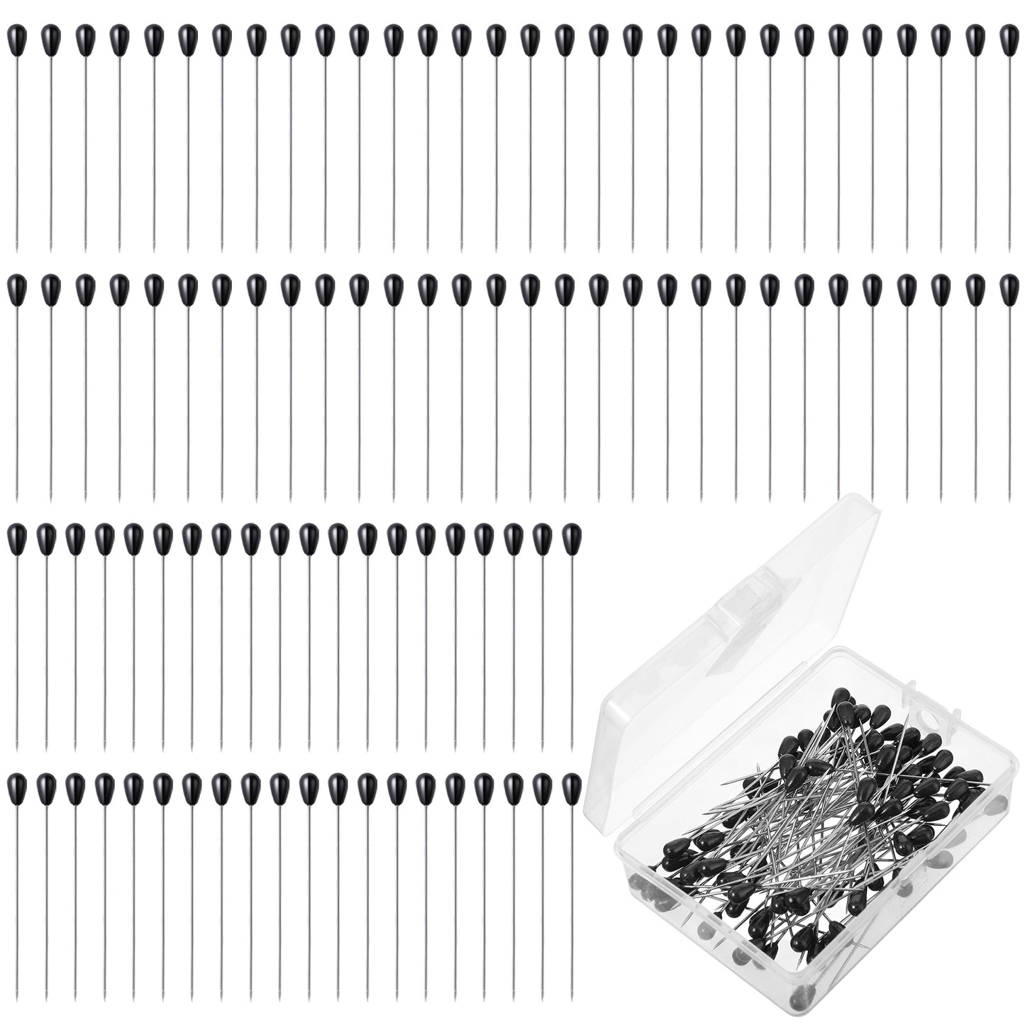 100 Pack Boutonniere Pins Black Corsage Pins Teardrop Pearl Flower Bouquet Pin, Straight Pin for Crafts Weddings Floral Arrangements Sewing Projects