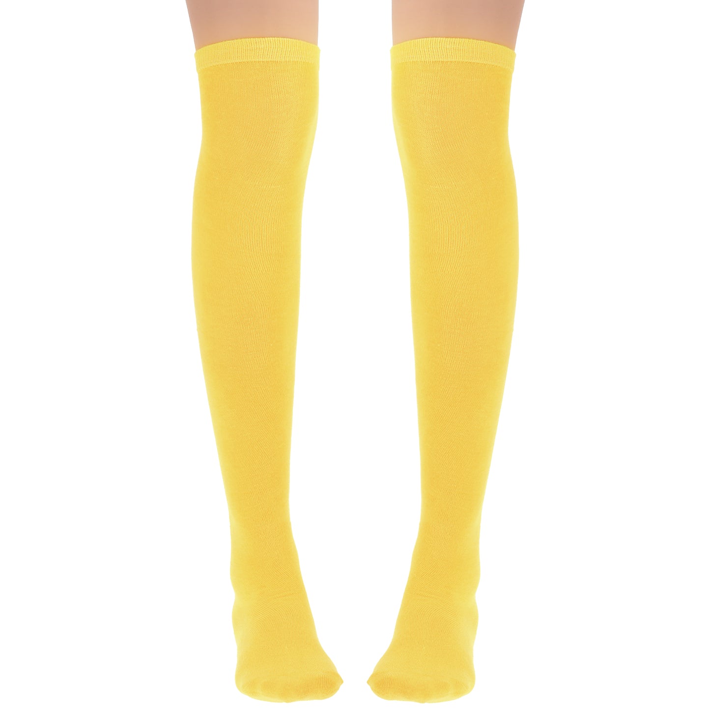 ZEYIYER 1 Pair Knee High Socks, Yellow Thigh High Socks Extra Long 25.7 Inch Leg Warmers for Christmas Cosplay