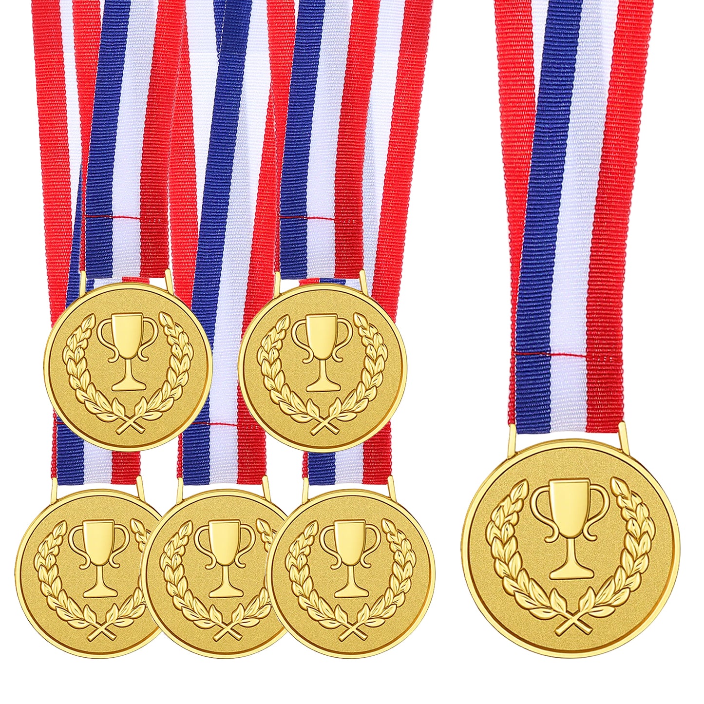 LLOUSSAK 6 Pack Gold Medals, Metal Award Medals for Students, Classroom Rewards for Teachers School Competitions Sports Events Family Party Games